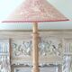 Lamp to put foot wood lampshade canvas of Jouy