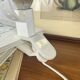 Small mushroom clip lamp Sarlam white plastic vintage night light