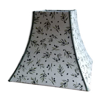 Square lampshade linen pagoda pattern black olives