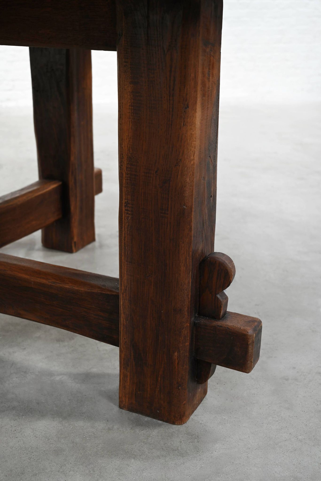 Rustic Brutalist Wooden Dining Table, France 1920s