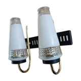 Paire d'appliques laiton et verre 1960