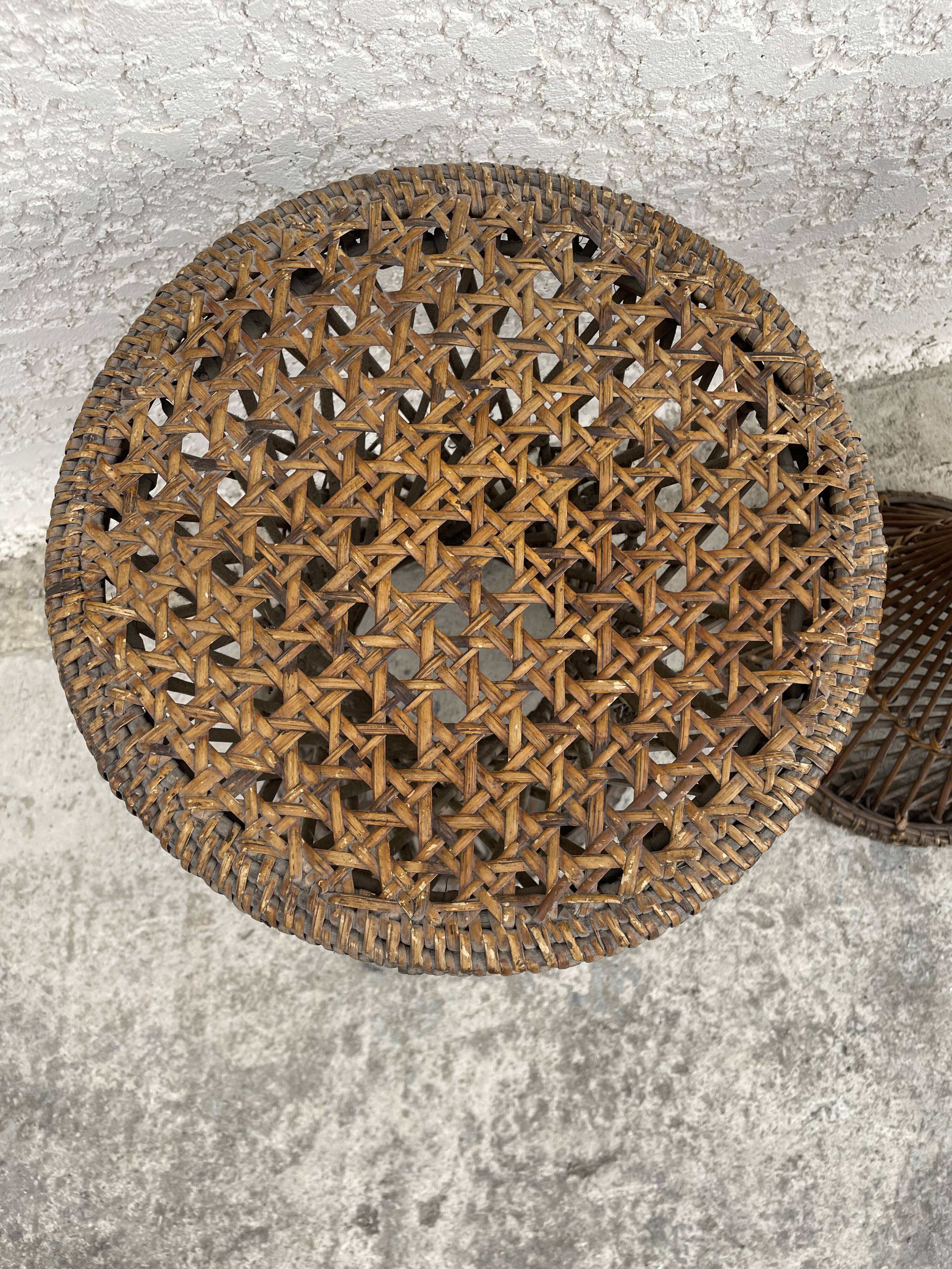 Pair of rattan stool