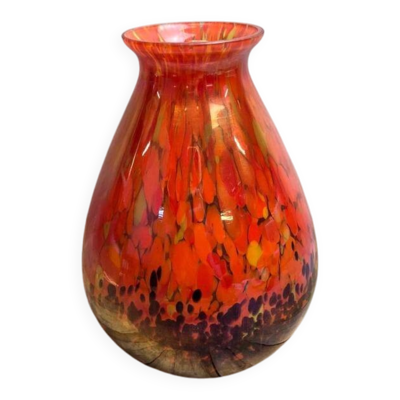 Vase ancien en verre multicouche irisé – attribué à Clichy ou Pantin