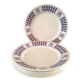 6 flat plates made of semi-porcelain from Badonviller