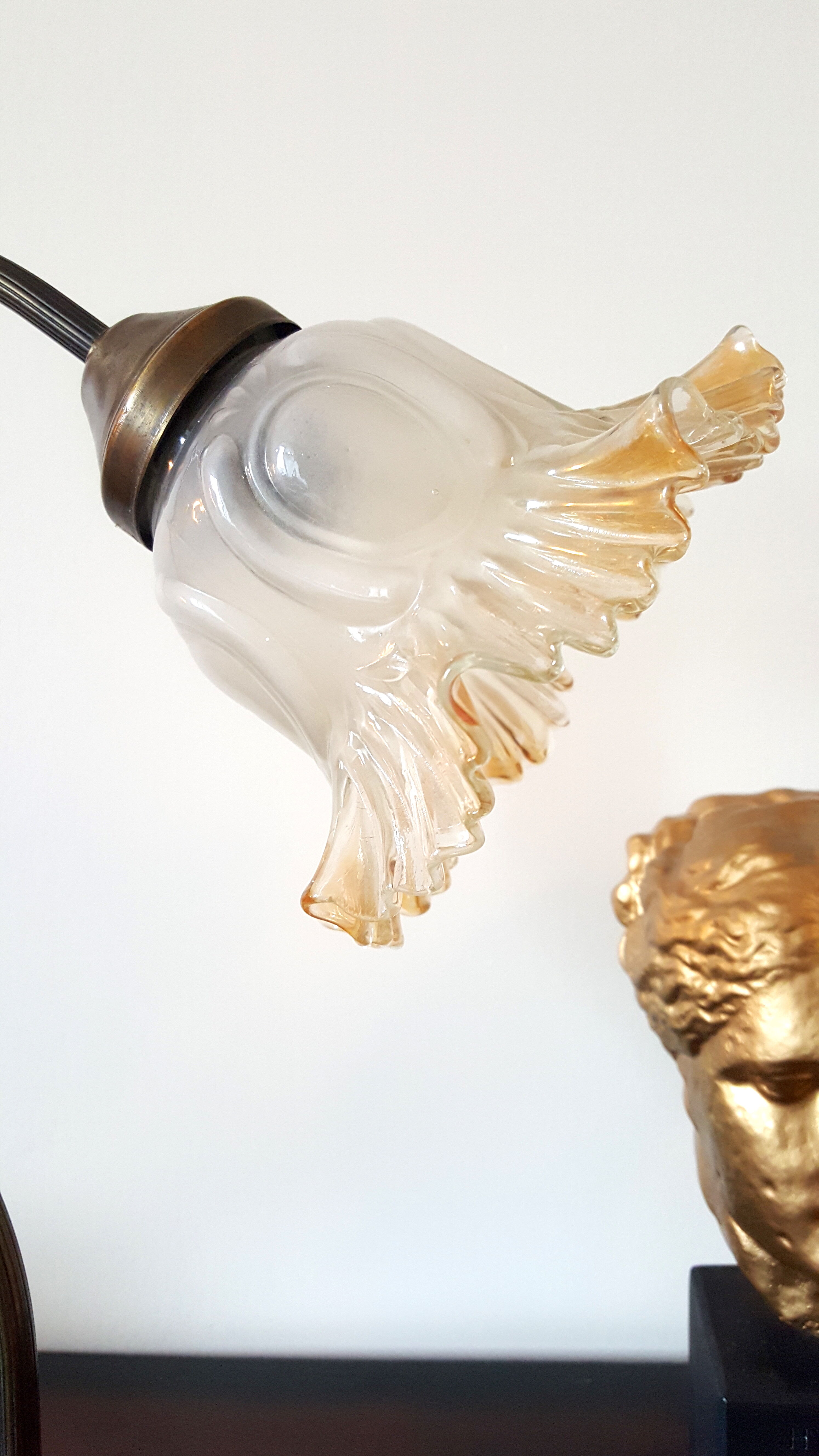 Lampe tulipe col de cygne en laiton