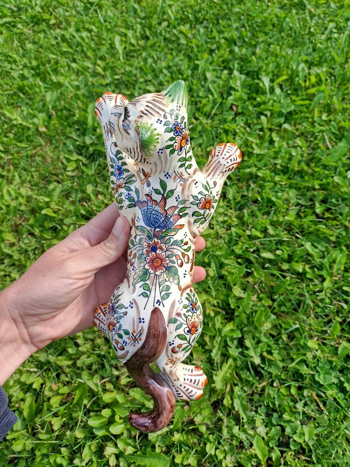 Zoomorphic Bouquetieres Hand-painted Desvres Cats