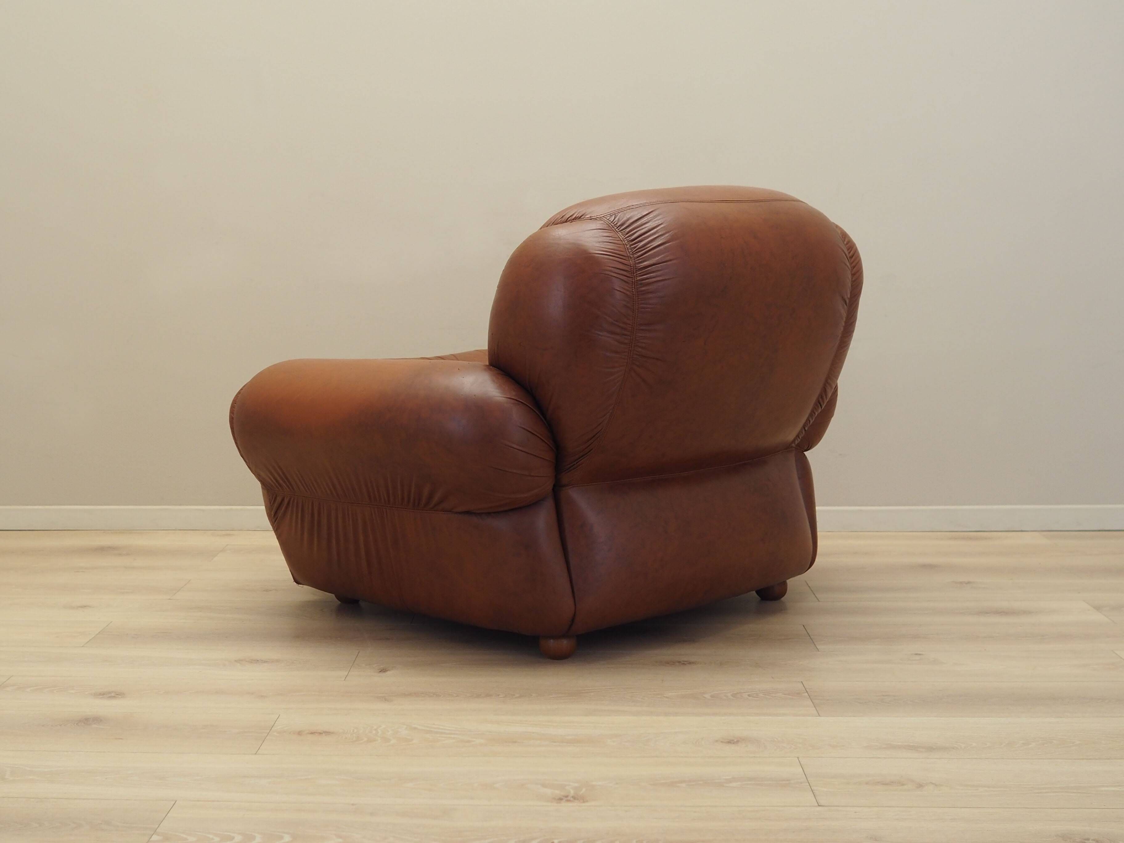 Brown armchair, Italian design, 1970s, production: Italy