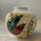 Signed enameled ceramic ball vase