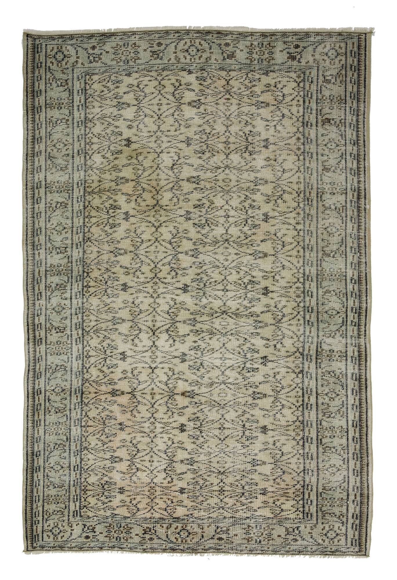 Tapis Oushak Authentique – Ton Gris & Beige, 161 x 240 cm