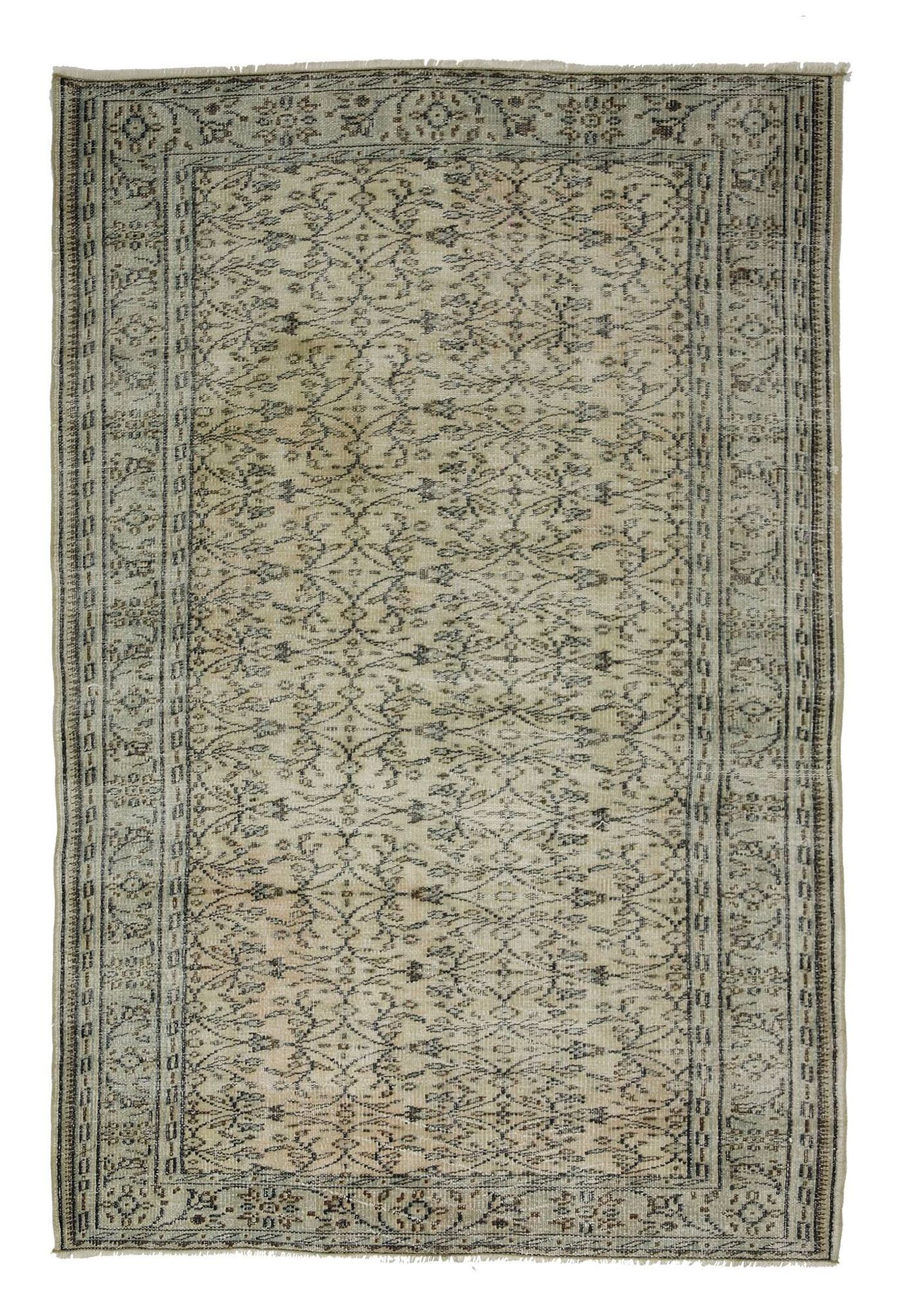Tapis Oushak Authentique – Ton Gris & Beige, 161 x 240 cm