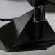 Postmodern Rhombus Shaped Table Lamp with Abstract Blue Stripes on Frosted Murano Glass