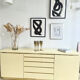 Buffet Jean-Claude Mahey in beige lacquer and brass – circa 1970