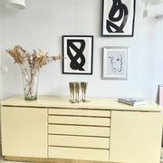 Buffet Jean-Claude Mahey in beige lacquer and brass – circa 1970