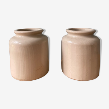 Pair of glazed stoneware pots