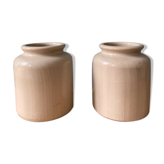 Pair of glazed stoneware pots