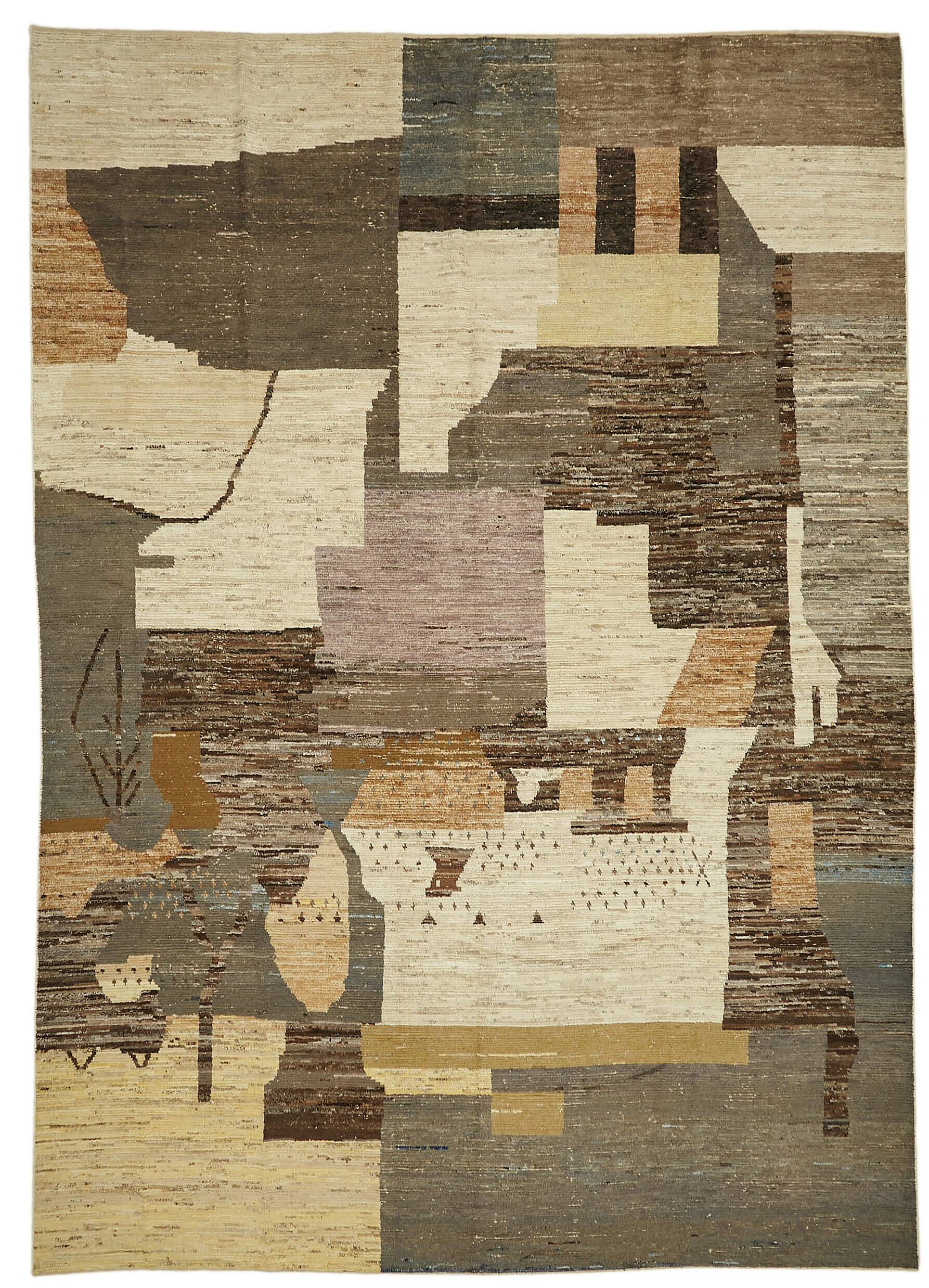 Handmade Tribal Decorative 374 cm x 523 cm Beige Wool Carpet