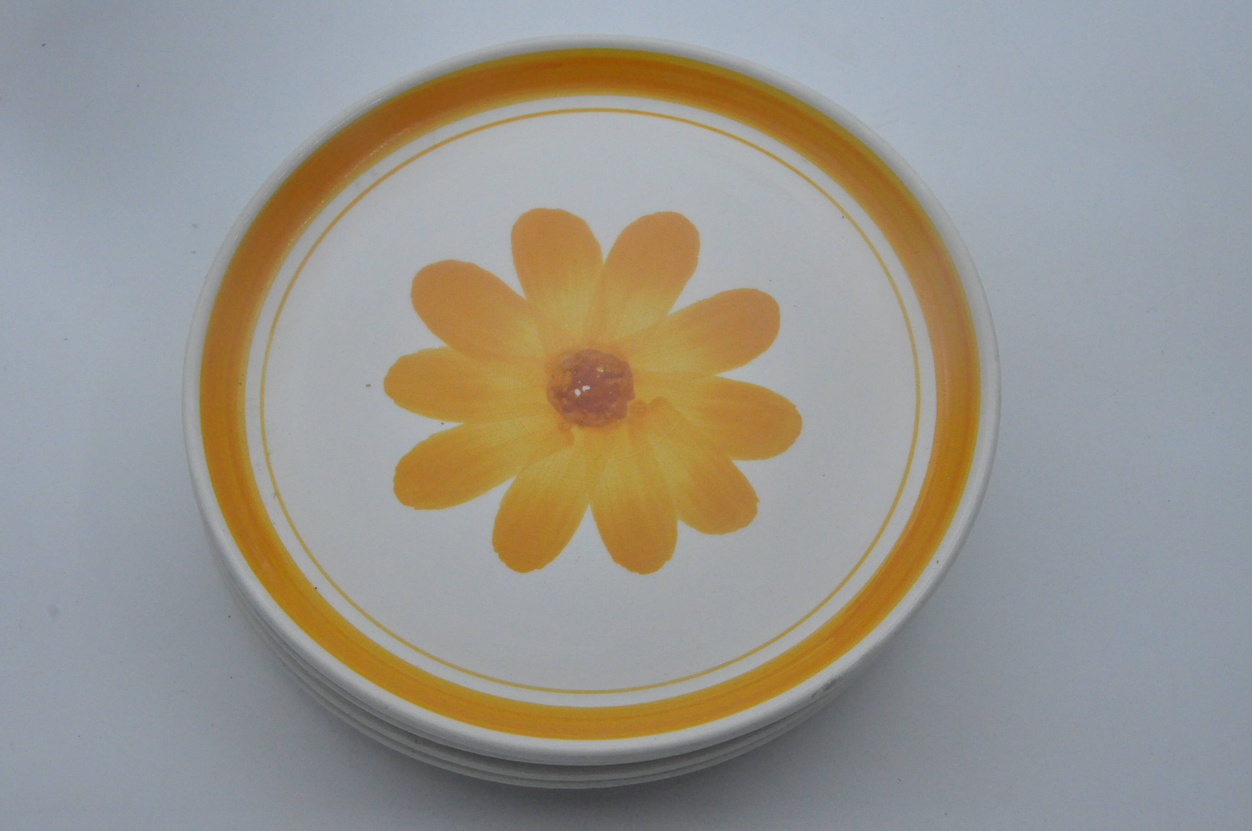 Old service 5 plates sarreguemines model roseline collection art table