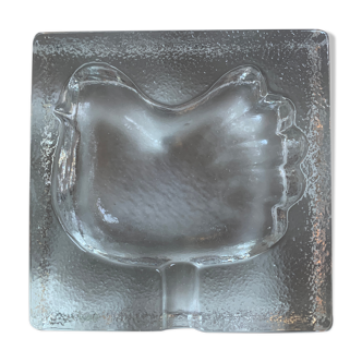 Empty pocket (ashtray) in glass decorated with stylized bird