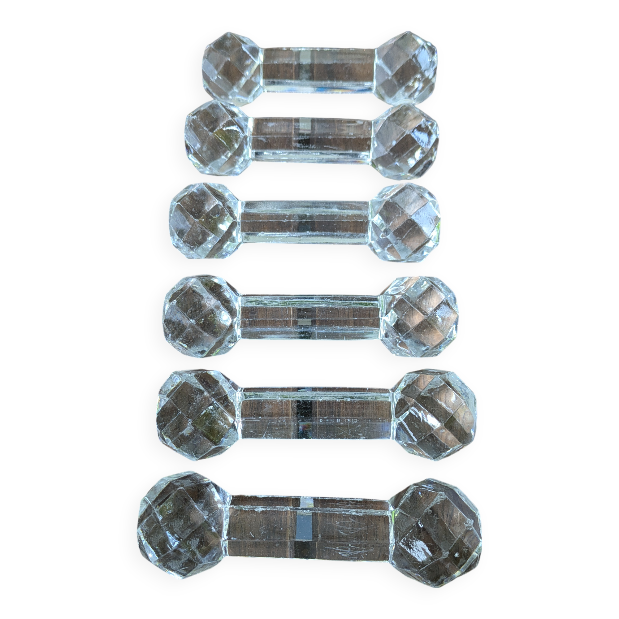 Set of 6 Antique Diamond Point Glass or Crystal Knife Rests