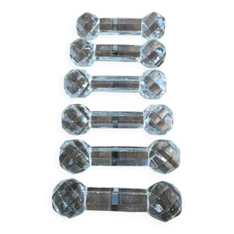 Set of 6 Antique Diamond Point Glass or Crystal Knife Rests