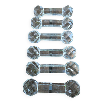 Set of 6 Antique Diamond Point Glass or Crystal Knife Rests