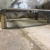 Table basse 1970 chrome et laiton