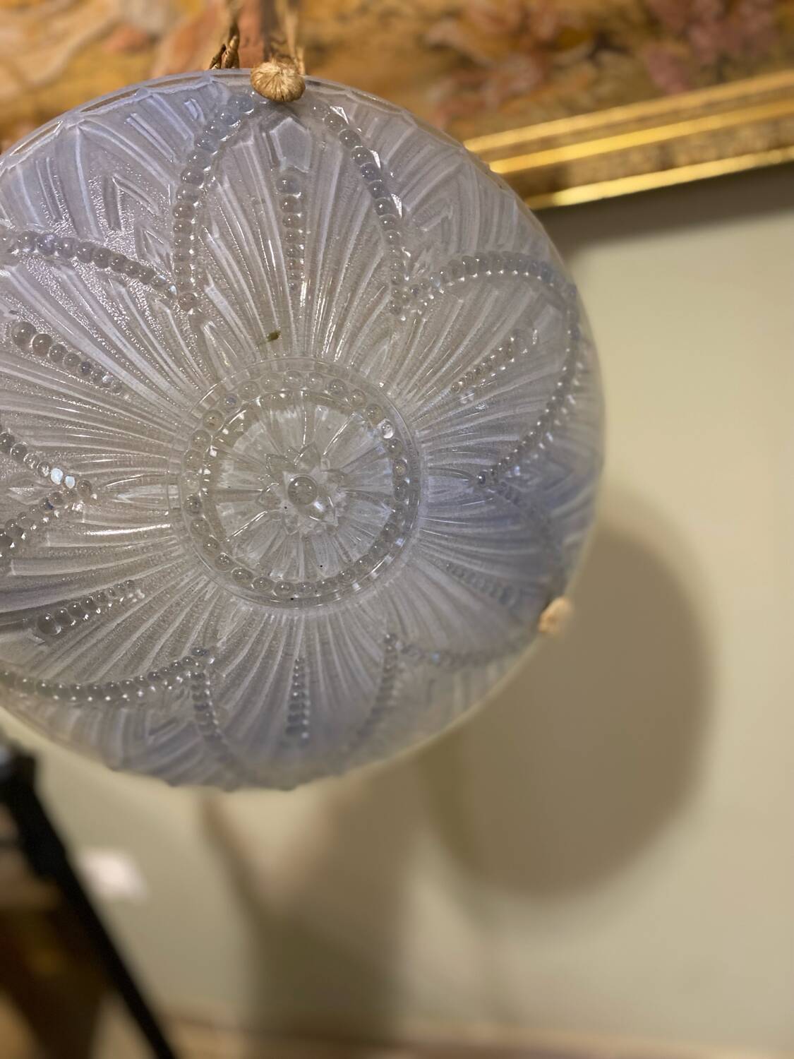 Blue art deco pendant light