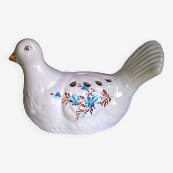 Vintage table flower dove in hand-painted ceramic flower decor