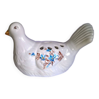 Vintage table flower dove in hand-painted ceramic flower decor