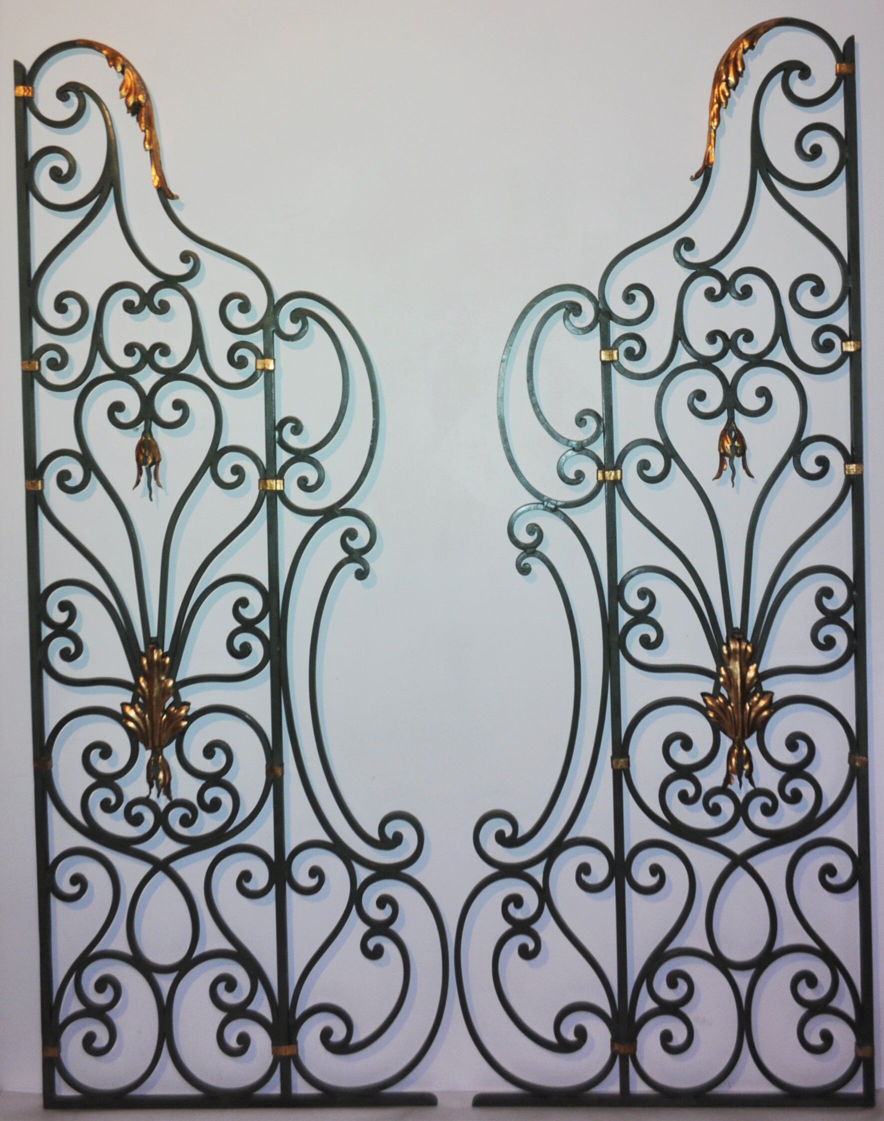 Pair of wrought iron interior grilles - mid-twentieth century