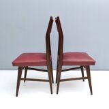 Set of Four Vintage Ebonized Beech and Crimson Skai Dining Chairs, Italy