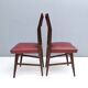 Set of Four Vintage Ebonized Beech and Crimson Skai Dining Chairs, Italy