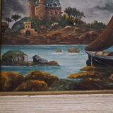 Oil painting by Raymond Blossier, landscape of Brittany.