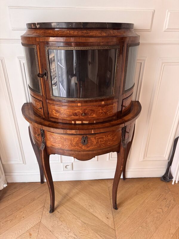 Bonheur du jour marqueterie demi lune Napoleon III