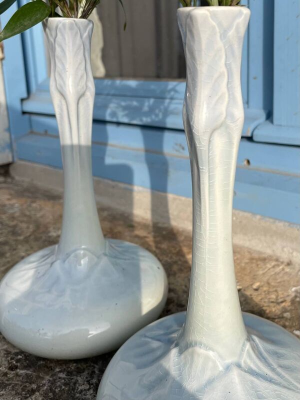 Paire de vases/soliflores Art Nouveau K&G Lunéville - France