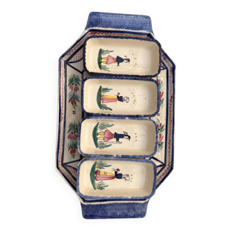 Old dish servant tray ramekin earthenware ceramic henriot quimper bl