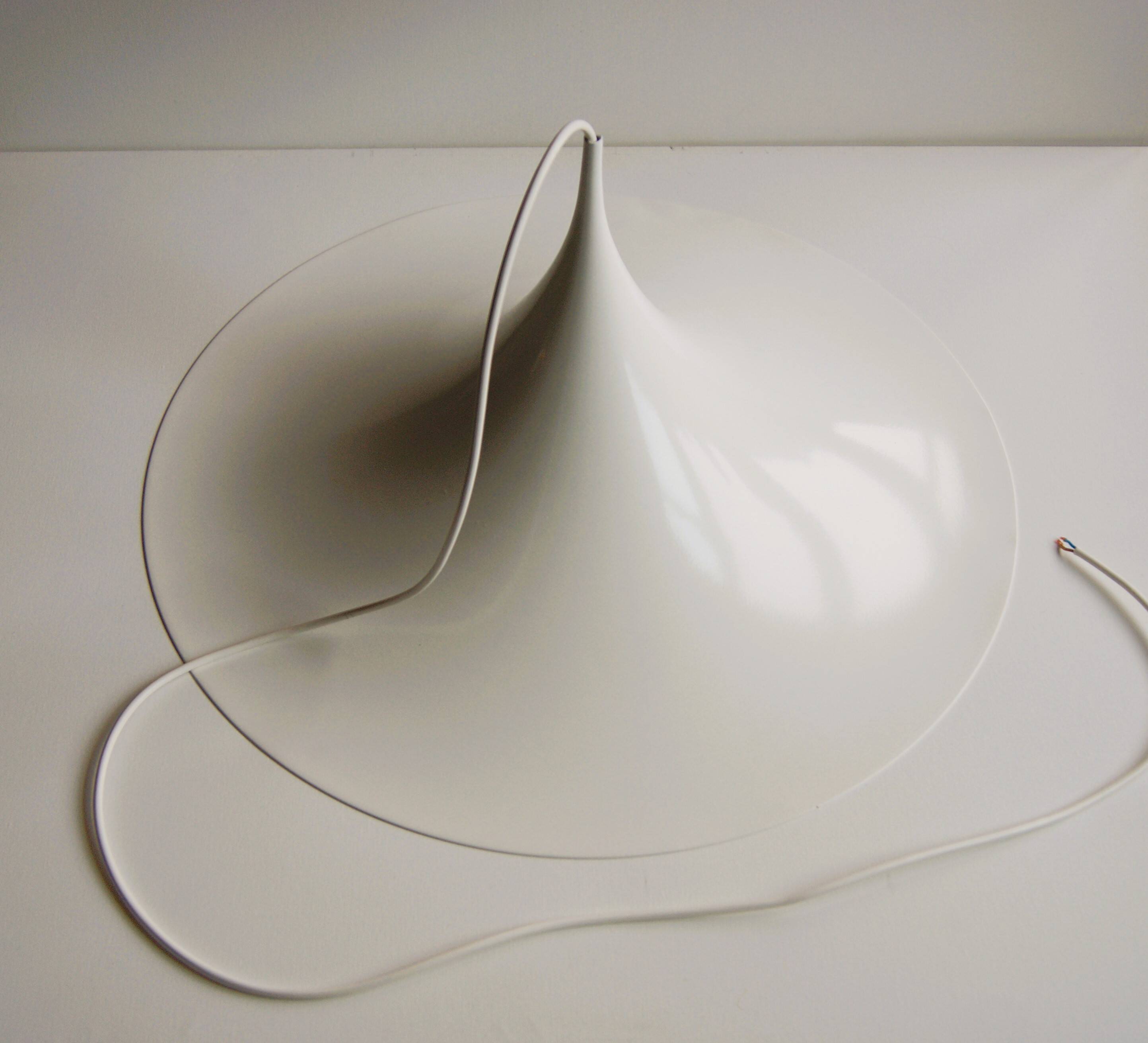 Large White Witch Hat Semi Pendant - Design by Bonderup and Thorup for Fog and Morup, 1960s.