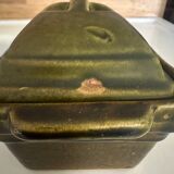 Vintage green majolica butter dish