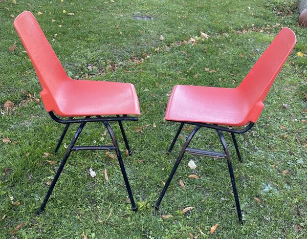 Série de 6 chaises Fantasia rouge vintage 1960