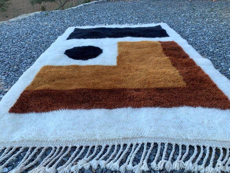 Beni mrirt rug in natural wool size 200 x 300 cm