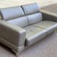 Canapé contemporain 3 places en cuir de buffle gris 200cm