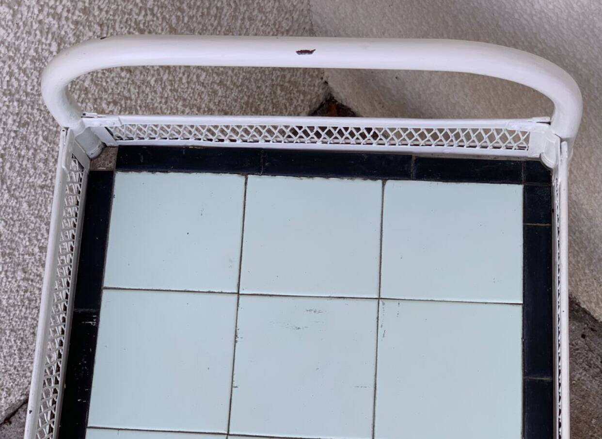 Vintage metal dessert trolley, openwork, 1950s.