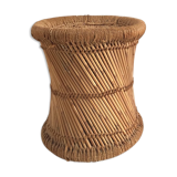 Vintage Bohemian woven rattan stool