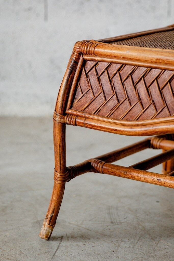 Dark rattan coffee table