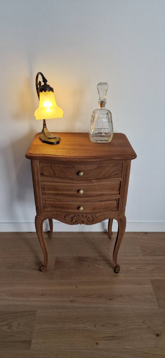 Louis XV style wooden bedside chest of drawers