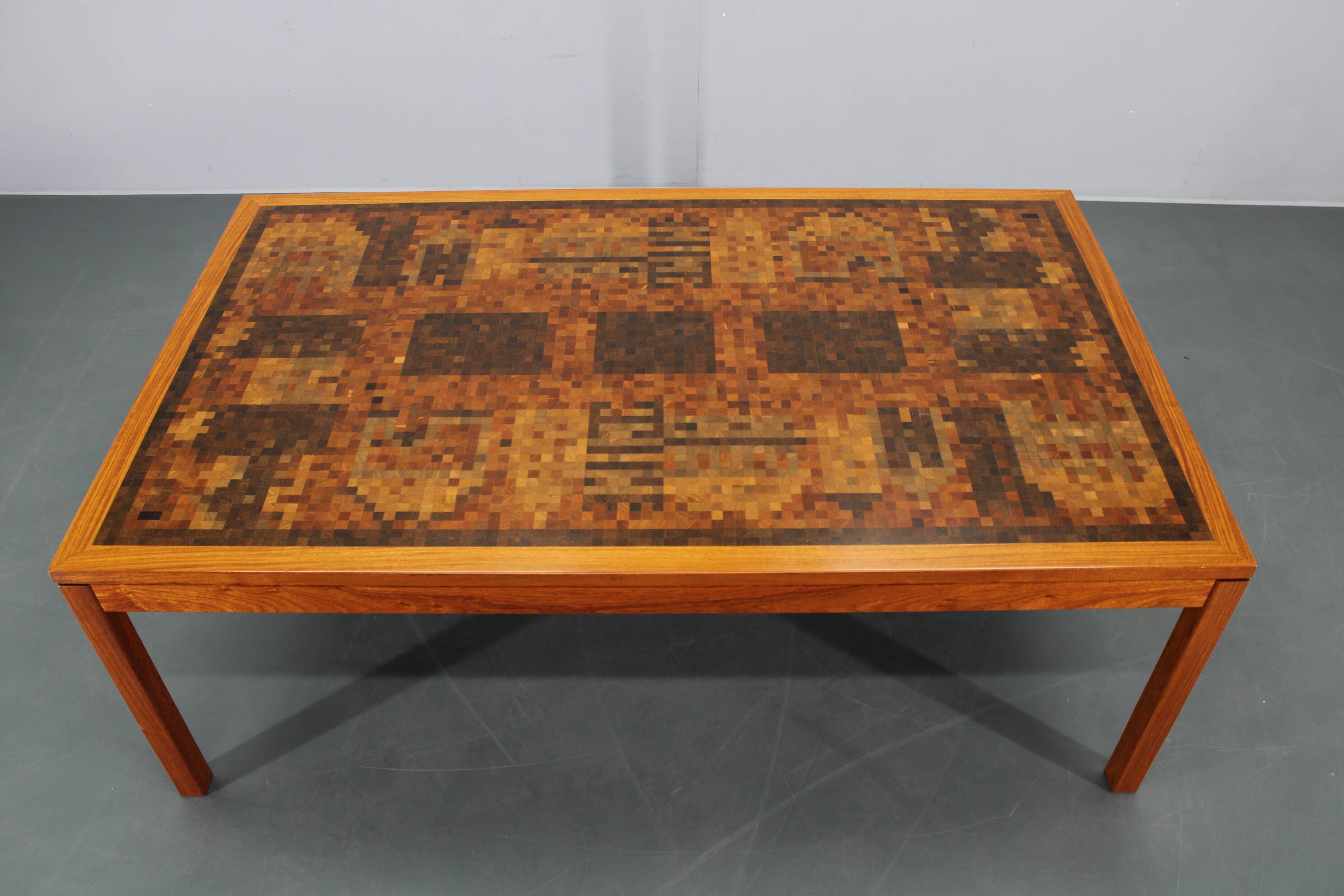 1980s Danish end-grain mosaic coffee table by Middelboe & Linduma for Tranekaer