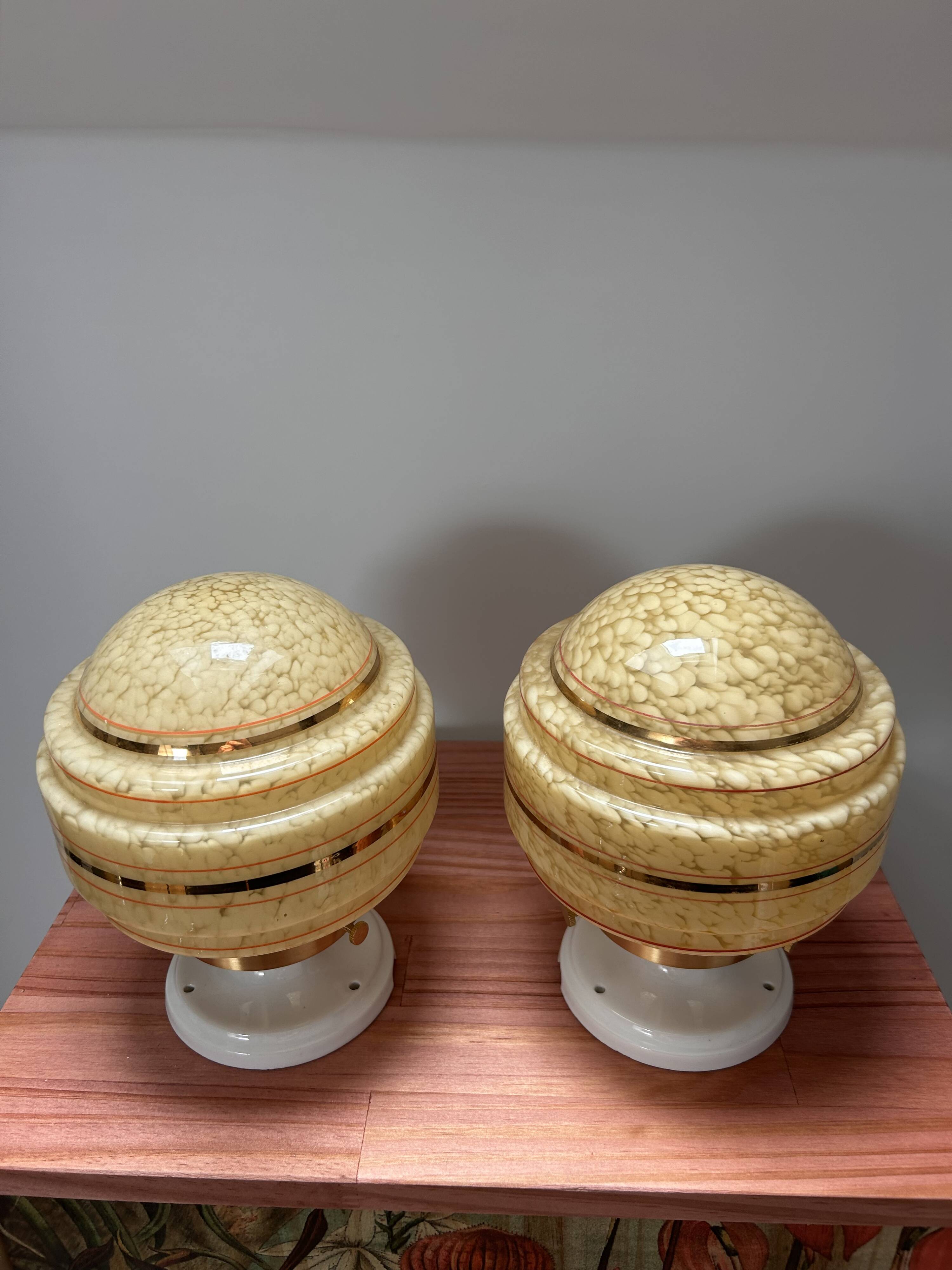 Pair of Art Deco globe wall lights