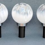 Three vintage wall lamps mazzega opalescent murano italy, year 70