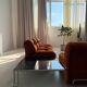 Modular Sofa Incorporated Coffee Table Burnt Orange Velvet