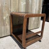 Art deco wooden serving table on casters